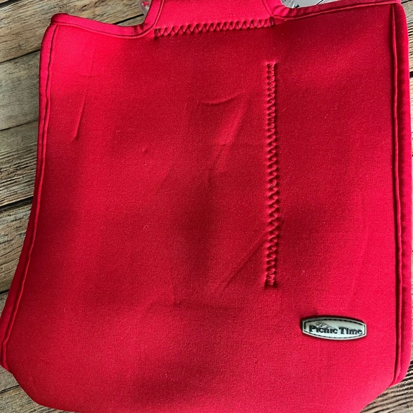 NWT Picnic Time Red Neoprene Tote Lunch Bag with Acrylic Handles - Picture 6 of 9